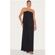 Plus Black Floaty Woven Bandeau Maxi Dress, Black