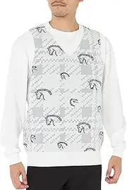 PEARLY GATES(パーリーゲイツ) Parly Gates 053-4273919 Men's V-Neck Knit Vest (Line Drawing Horse Pattern, Jacquard) / Golf, 031_White Base