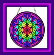 FLOWER OF LIFE SUNCATCHER, 6" Stained Glass Suncatcher, CHAKRA Suncatcher