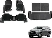OAD4X4 Floor Liners & 3-pcs Boot Liner Set Compatible with Mitsubishi Pajero Sport 2015-Onwards, Custom-Fit TPE All-Weather Car Floor Mats with Door Sill Coverage