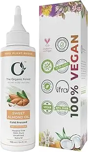 Organic Forest Sweet Almond Oil for Skin, Face, Message, 100% Pure Almond Oil for Hair, Carrier Oil for Essential Oils, Cold Pressed Almond Oil for Dry Skin, Almond Body Oils for Women and Men, 100 ML