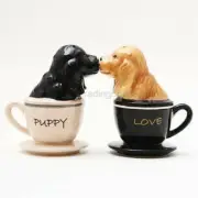 Pacific Trading Kissing Cocker Spaniel Pups in Tea Cups Magnetic Salt and...