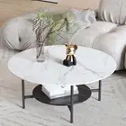 2 Layers Heavy Marble Stone Coffee Table Living Room Sofa End Side Tables Stand
