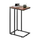 WLIVE Snack Side Table, C Shaped End Table for Sofa Couch and Bed, Retro Brown