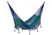 Mayan Legacy King Size Deluxe Outdoor Cotton Mexican Hammock in Caribe Colour