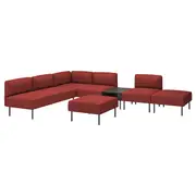 LILLEHEM 6-seat modular sofa with side table, Gunnared/brown-red metal