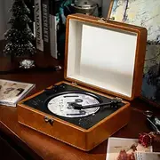 CD Player,Retro Suitcase Vinyl INS Album Mini Music Display CD Player Home Player Bluetooth 5.0 Speaker,CD-R CD-RW CD-WMA,AUX 3.5MM Input (Brown)