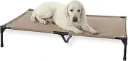 K&H Pet Products Outdoor Elevated Dog Cot, Cooling Raised Bed with Waterproof Breathable Mesh for Large Dogs, Portable Pet Bed with Heavy-Duty Metal Frame, Oversized Hammock Style - Extra-Large Tan