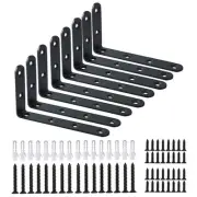 Corner Brace 8 Pcs Shelf Bracket Heavy Duty Black Steel L Corner Brace, Decor...