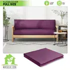 Full Size Futon Cover Solid Color Armless Slipcover Sofa Bed Furniture Protector