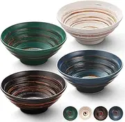 YUN TAO Ceramic Ramen Bowls Set of 4, 35 oz Large Japanese Style Serving Bowls for Salad,Udon, Soba, Pho Pasta, Asian Soup Noodle,Suitable as Housewarming Gifts