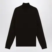 [ROBERTO COLLINA] Ebony Merino Wool Turtleneck Sweater 46 IT Brown