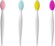 4 PCS Lip Scrub Brush,Double-Sided Silicone Exfoliating Lip Brush Exfoliating Brush for Men Wome Double-sided Soft Lip Brush for Smoother and Fuller Lip Appearance