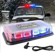 I LITTON LED Strobe Light, Car Roof Light with Magnetic Base, 16 Flashing Modes 72-LED Waterproof Flashing Beacon Light (Red & Blue)