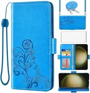 [Asuwish] Mobile Phone Case for Samsung Galaxy S23 Ultra 5G Case with Glass Film Screen Protector and Card Slot Foldable Leather Wallet Stand S23Ultra 23S S 23 23Ultra Mobile Phone Cases Protective