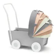 Wooden Doll's Pram with Felt Concertina Hood