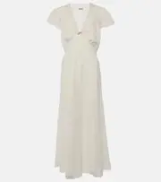 [Rixo] Rixo Clarice lace-trimmed midi dress AU 12 white