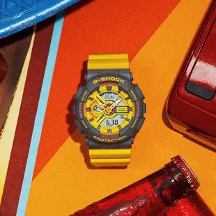 【CASIO】卡西歐 G-SHOCK 風格撞色 小尺寸 GMA-S110Y-9A 兩百米防水電子錶 雙顯運動錶 黃/灰