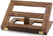 Adjustable Wooden Bible Stand Carved Bible Holder Missal Stand Book Display for Reading Folding Religious Prayer Wooden Holy Book Holder 12.99 x 10.04 Inches