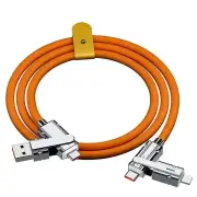 4-in-1 120W USB-A/Type-C to iP/Type-C Cable Fast Charging Data Transmission Copper Core Line 1M/1.5M Long for iPhone 15