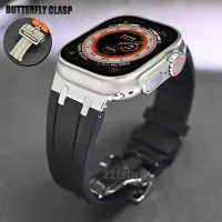 在飛比找蝦皮商城精選優惠-愛馬仕摺疊扣矽膠錶帶 適用Apple Watch Ultra