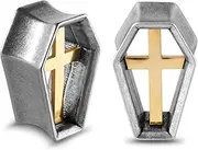 [Longbeauty] 1 Pair Retro Cross Ear Tunnel Piercing Hexagonal Hexagon Piercing Plugs Stretcher Expander Punk Body Jewellery 8 mm - 16 mm for Men Women, 12MM