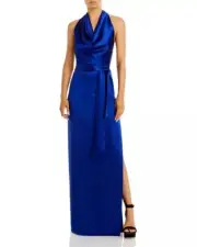 Aidan by Aidan Mattox Satin Cowl Neck Gown Royal Sapphire Size 8