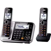 Panasonic Twin DECT Bluetooth Cordless Home Phone w/ Answering Machine Black