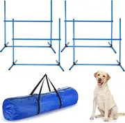 Shappy 4 Pieces Dog Agility Equipment with Adjustable Height Jump Bars Adjustable Dog Agility Jumps with Carry Bag Exercise Jumping Hurdles for Indoor Outdoor Course Game(Blue)