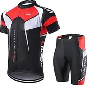Mingzhe Men Breathable Quick Dry Comfortable Short Sleeve Jersey + Padded Shorts Cycling Clothing Set Riding Sportswear