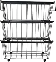 3Pcs Freezer Organizer Bins, Stackable Chest Freezer Organizer Standup Freezer Organizers for Freezer Sort Frozen Food Deep Freezer Organizer Bins Easy To Get Food From Bottom