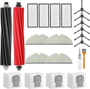 Replacement Accessories Compatible with Roborock Q8 Max, Q8 Max+,Q5 Pro, Q5 Pro+ Robot Vacuum Cleaner Spare Parts, 2 Main Brushes, 6 Side Brushes, 4 HEPA Filters, 4 Mop Pads,4 Dust Bag
