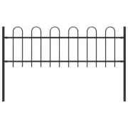 NNEVL Garden Fence with Hoop Top Steel 1.7x0.6 m Black