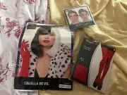 Disney 101 Dalmations Cruella Devile Wig,tights, wig Cap
