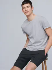 Grey Marl Regular Fit Essential Crew Neck Cotton T-Shirt (728205) | $15