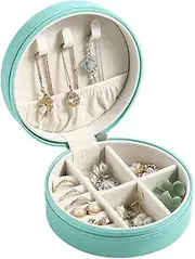 [Ominigag] Travel Jewellery Box,PU Leather Samll Jewelry Case,Portable Jewelry Storage for Rings Necklace Earrings Stud Bracelets Blue