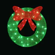 Christmas Lights 60cm Motif 50 LED Solar Wreath Xmas Decorations