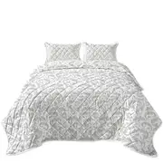 Grey Pattern of Royal Floral Coverlet