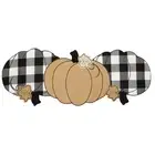 Burlap and Check Pumpkin Centerpiece Table Runner, 13" x 36", Black and White