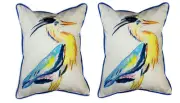 Pair of Betsy Drake Vertical Blue Heron Large Pillows