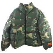 $1070 Heron Preston Camo Puffer Jacket in Green Mens Size Large
