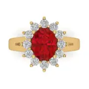 2.36 ct Oval Cut Halo Tourmaline Gem Promise Bridal Wedding Ring 14k Yellow Gold