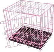 EXAOMBLE Pink Dog Crate for Small Pets Foldable Metal Wire Cage with Pan Travel Carrier for Dogs Cats and Rabbits Comfortable and Secure Living Environment for Home
