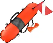 RAYWE Inflatable Safety Float Scuba Diving Surface Marker Signal Float with Dive Flag 78LBS Maximum Buoyancy Bearing Weight for Scuba Diving Spearfishing Snorkeling Swimming