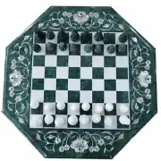 18'' Green Marble Inlay Chess Board Handmade Marble chess table top with figures