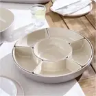 West Elm Kaloh Melamine Outdoor Chip & Dip Compartment Serving Dish, Grey