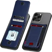 LOHASIC Designed for MagSafe Wallet, RFID Protection Magnetic Wallet 5 Card Holder with Stand, Vegan PU Leather Magnetic Phone Wallet for iPhone 16/15/14/13/12 Series, Not for iPhone Mini, Blue,