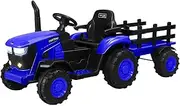 MAZAM Kids Ride On Tractor W Detachable Trailer, Kids Ride On Car with Remote Control, Built-in Songs, Bluetooth and USB Port, Blue