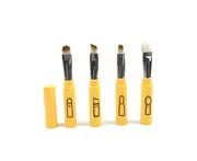 4PCS Portable Four-in-One Cosmetic Brush Stitching Cosmetic Brush Set - YELLOW