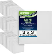 3" X 3" Mini Professional Primed Stretched Canvas (6-Packs of 12 Mini Canvases)